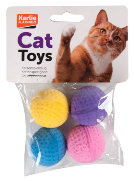 Picture of Flamingo Yumuşak Sünger Top Kedi Oyuncağı 4 Cm 4'Lü