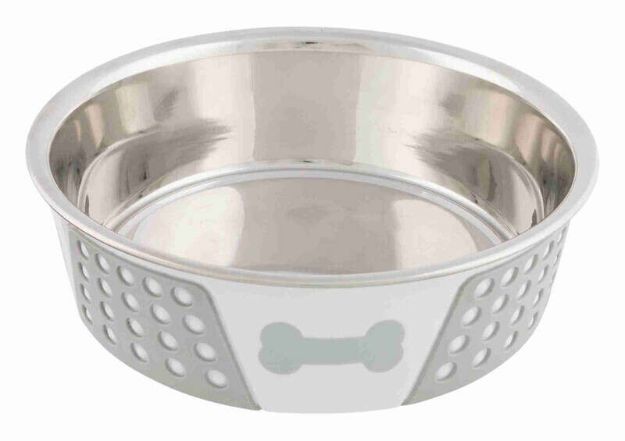 Picture of Trixie Köpek Mama Su Kabı, Paslanmaz Çelik/Silikon, 1,4lt/ø 21 cm, Beyaz/Gr