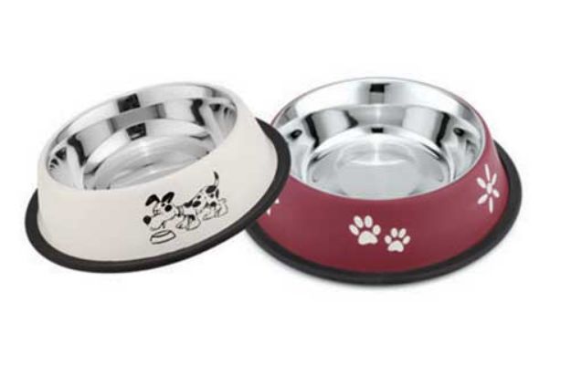 Picture of CSW Renkli desenli Kedi ve Köpek Çelik Mama-Su Kabı 8 Oz
