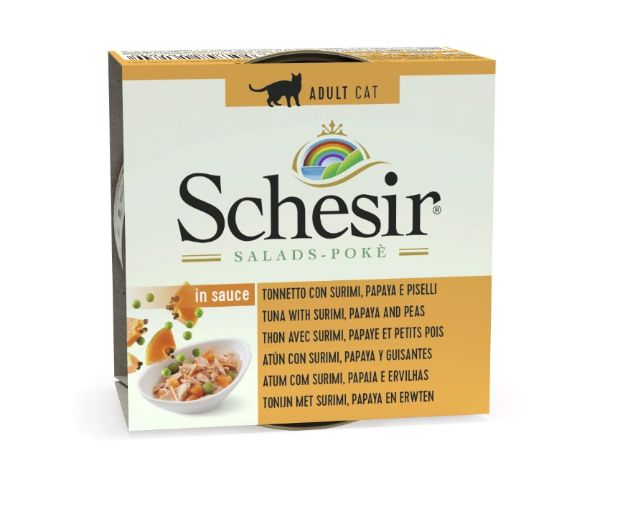 Picture of Schesir Salads Ton & Surimi, Papaya ve Bezelye Kedi Konservesi 85 Gr