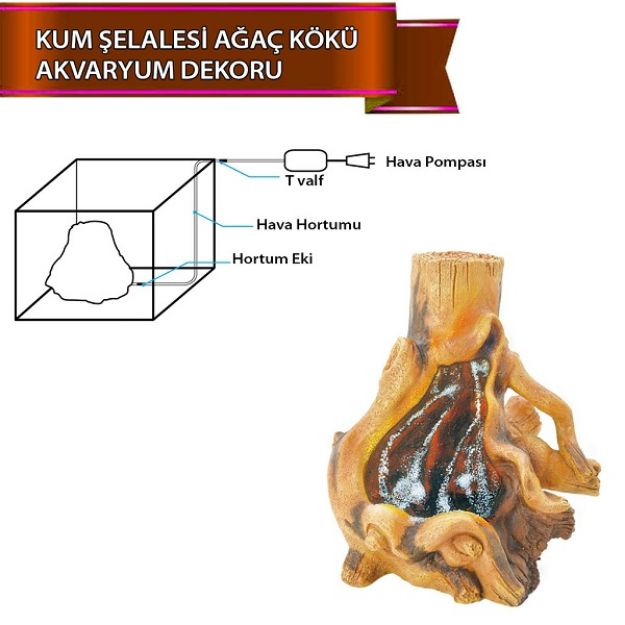Picture of Dophin Akvaryum Dekoru Ağaç Kökü Kum Şelalesi 16 cm x 19 cm x 19,5 cm