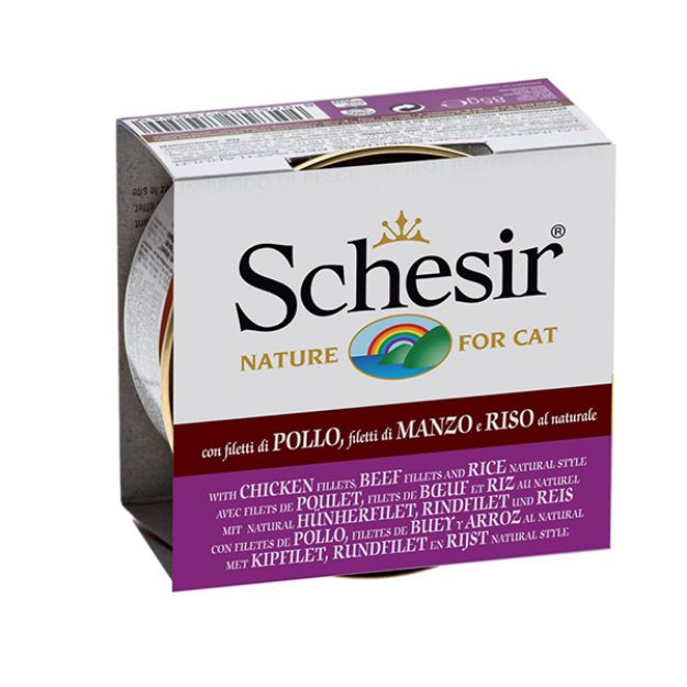 Picture of Schesir Naturel Brine Doğal Tavuk, Sığır  ve Pirinçli Kedi Konservesi 85 gr