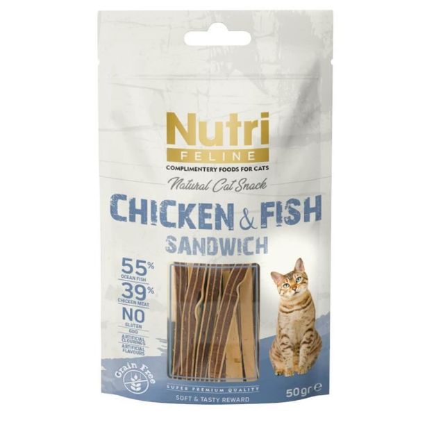 Picture of Nutri Feline Tavulu Ve Balıklı Tahılsız Kedi Ödül Maması 50 Gr