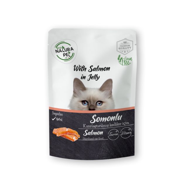 Picture of Eco Natura Pet Somonlu Kısırlaştırılmış Kedi Konservesi Pouch 85 Gr