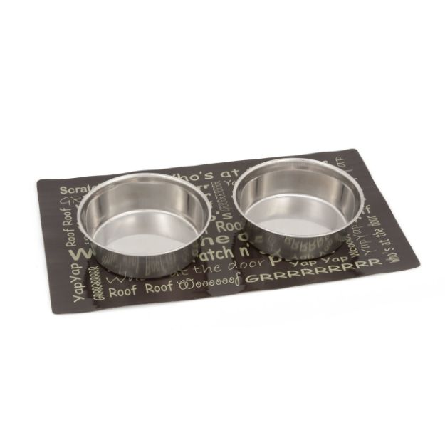 Picture of Beeztees Manyetik Zeminli Kaymaz Çelik Mama Kabı 2 x 940 ml 34 x 28 cm