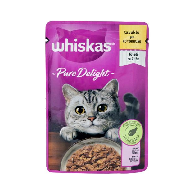 Picture of Whiskas Pouch Pure Delight Jöle İçinde Tavuklu Yetişkin Kedi Konservesi 85g