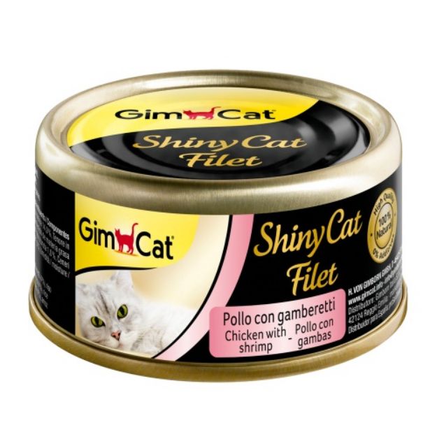 Picture of Gimcat Shinycat Kıyılmış Tavuk ve Karidesli Fileto Kedi Konservesi 70 gr