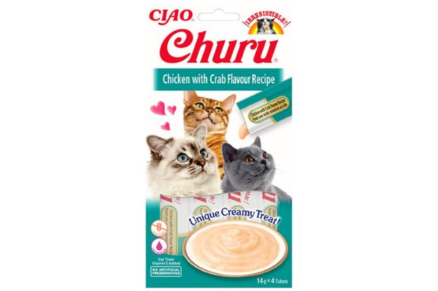 Picture of Ciao Churu Cream Tavuklu ve Yengeçli Kedi Ödül Kreması 4 x 14 Gr