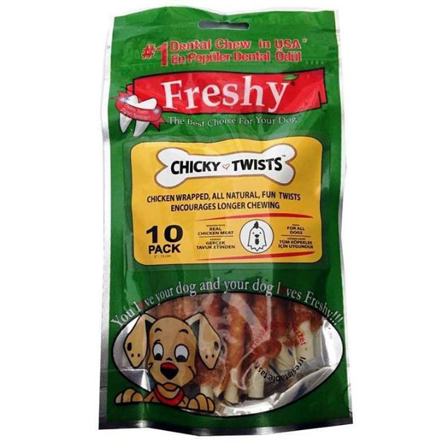 Picture of Freshy Tavuklu Twist Kurutulmuş Et Kaplı Köpek Çiğneme Çubuk 10 adet