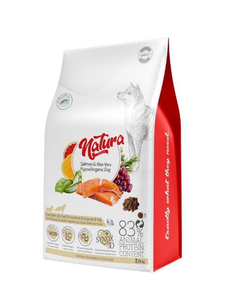 Picture of Natura LowGrain Hypoallergenic M/L Adult Dog Salmon & AloeVera 2,75Kg