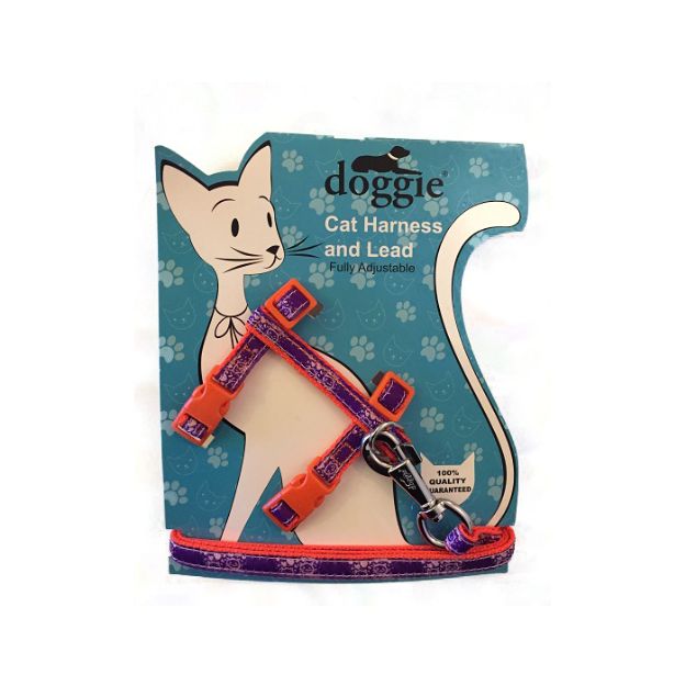 Picture of Doggie Etiketli Dokuma Kedi Göğüs Gezdirme Takımı No:3 Turuncu