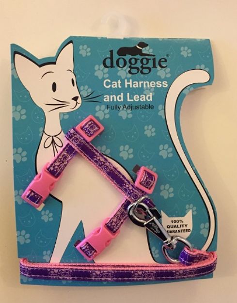 Picture of Doggie Etiketli Dokuma Kedi Göğüs Gezdirme Takımı No:2 Pembe
