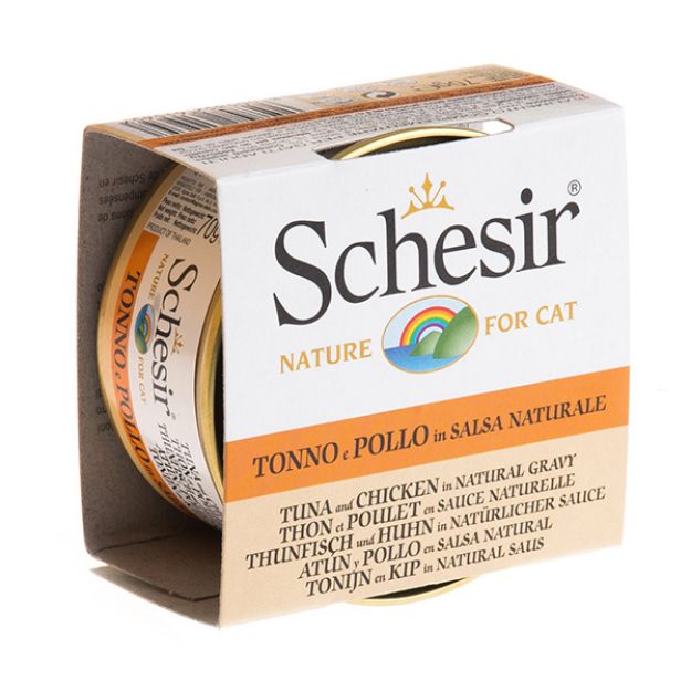 Picture of Schesir Broth Naturel Doğal Et Soslu Ton ve Tavuklu Kedi Konserve 70 gr