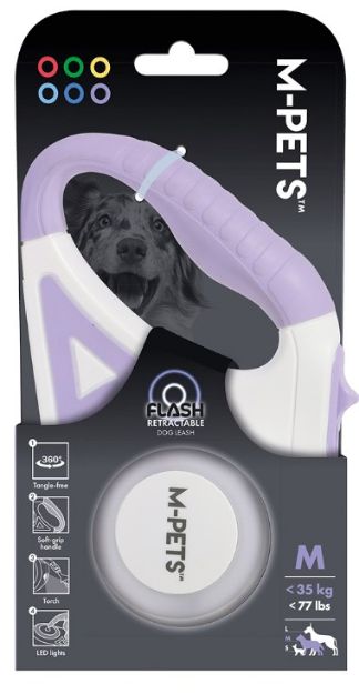 Picture of M-Pets Flash Ledli Otomatik Gezdirme Şerit 5mt/Purple 