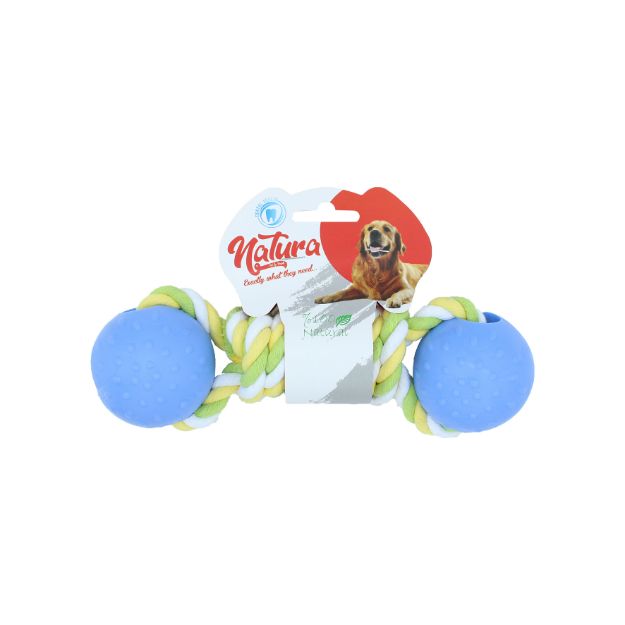 Picture of Natura İkili Plastik Top Köpek Halat Oyuncak 31 Cm