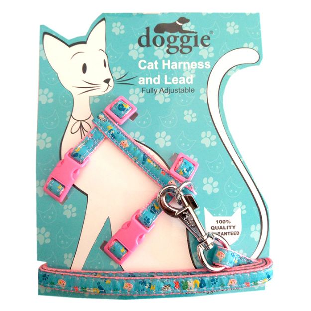 Picture of Doggie Etiketli Dokuma Kedi Göğüs Gezdirme Takımı No:1 Pembe