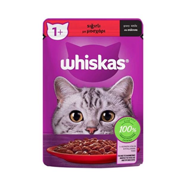 Picture of Whiskas Pouch Sos İçinde Sığır Etli Yetişkin Kedi Konservesi 85gr