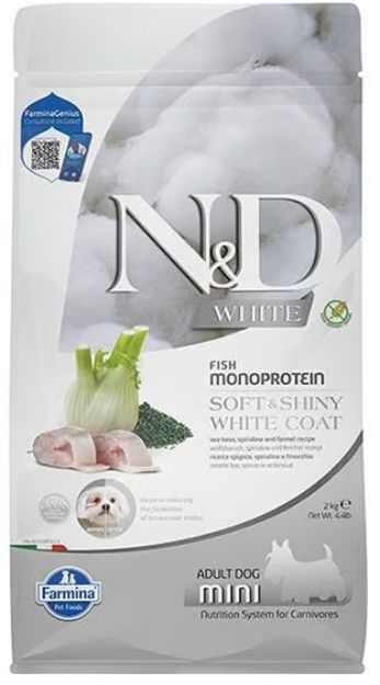 Picture of N&D Beyaz Levrek Rezene ve Spirulina KüçükIrk BeyazYetişkin KöpekMaması 2KG