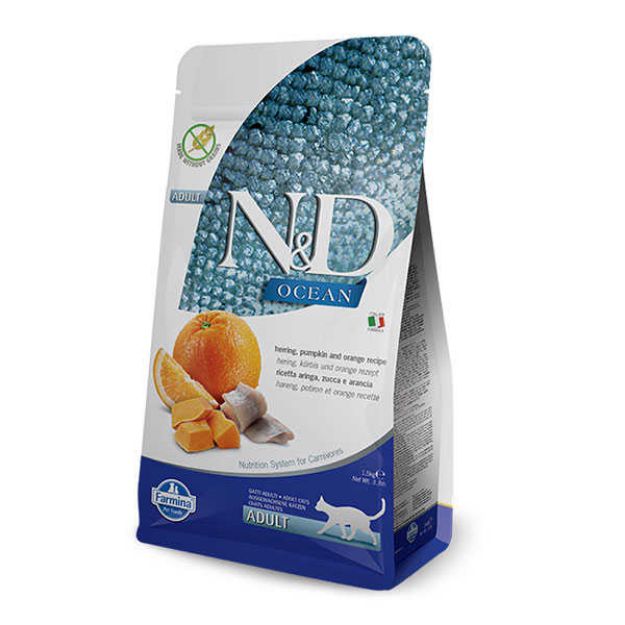 Picture of N&D Ocean Ringa , Bal Kabaklı ve Portakallı Tahılsız Yetişkin Kedi 1,5 Kg