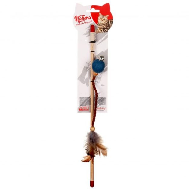 Picture of Natura Deri Uçlu Top Kedi Olta Oyuncak 40 cm