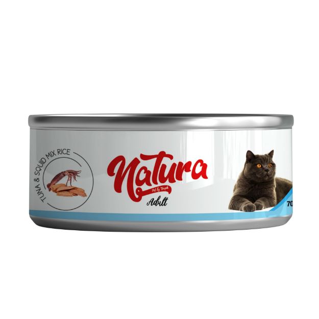 Picture of Natura Ton Balığı & Kalamar, Jöle İçinde Pirinçli Kedi Konservesi 70Gr