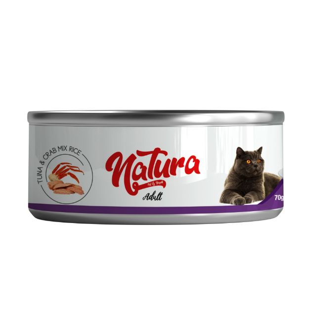 Picture of Natura Ton Balığı&Yengeç, Et Suyu İçinde Pirinçli Kedi Konservesi 70Gr