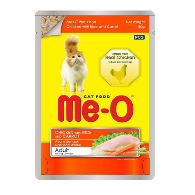 Picture of Me-O Pouch Tavuklu Pirinçli Ve Havuçlu Kedi Konservesi 80 Gr
