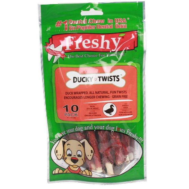 Picture of Freshy Ördek Kaplı Sütlü Burgu Köpek Ödülü 90 Gr 10 Lu