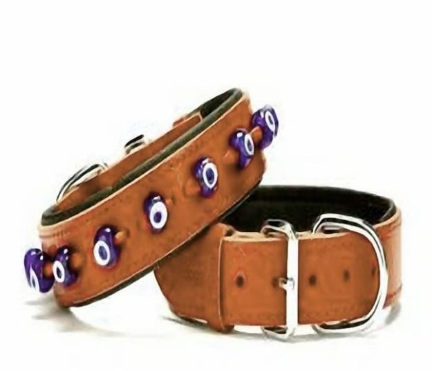 Picture of Konfor Deri Nazar Boncuklu Boyun Tasması Kamel 3,5x52-60cm Sbt3523lcamel