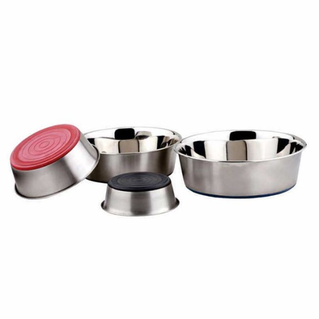 Picture of Kedi Köpek Mama Su Kabı Çelik Siyah Tabanlı 16 cm