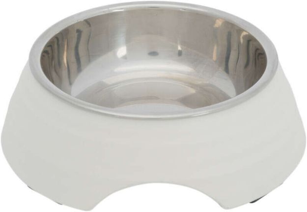 Picture of Trixie Köpek Mama ve Su Kabı, Melamin/Paslanmaz Çelik, 0.8lt/ø22cm, Beyaz
