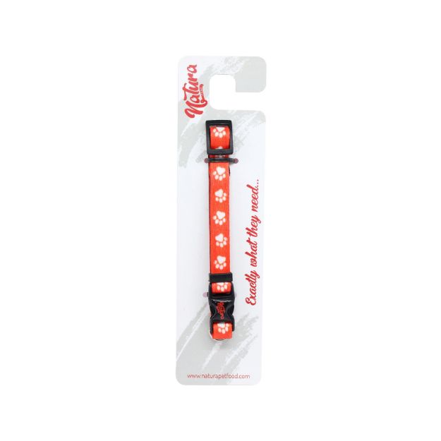 Picture of Natura Köpek Boyun Tasması 3XS / 2XS - Pati Desenli Kırmızı