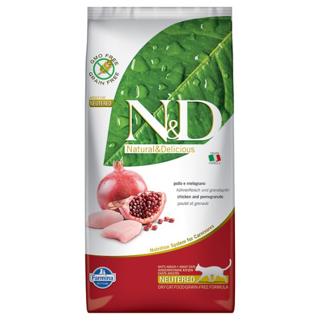 Picture of N&D Tahılsız Tavuk ve Narlı Kısırlaştırılmış Kedi Maması 5 Kg