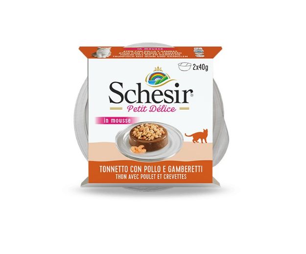 Picture of Schesir Petit Delice Tavuk ve Karidesli Schesir Ton Balığı Kedi Ödülü 2x40G