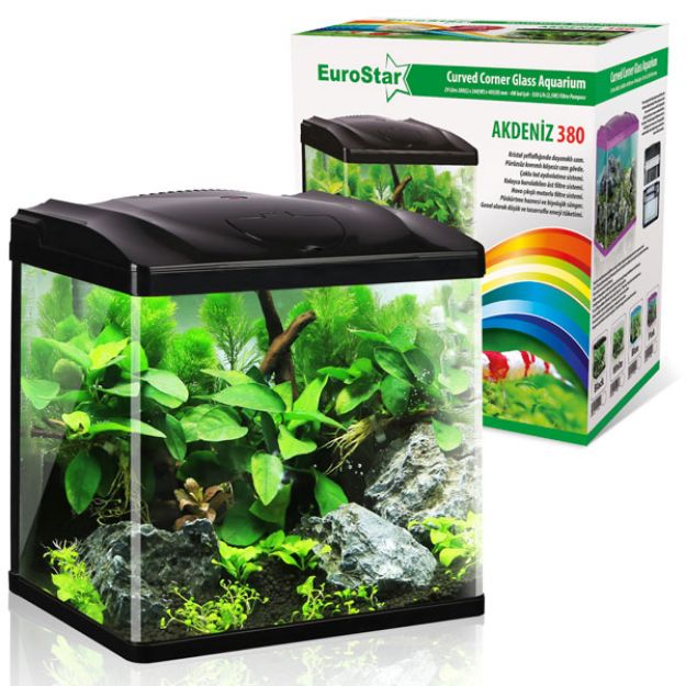 Picture of Eurostar Akdeniz 380 Komple Akvaryum Ledli 38 cm x 26 cm x 40,5 cm Siyah