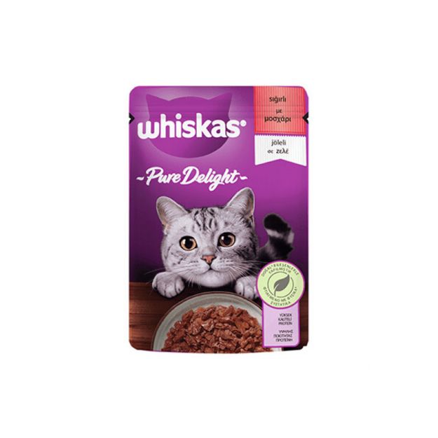 Picture of Whiskas Pouch Pure Delight Jöle İçinde Sığır Etli Yetişkin Kedi Konservesi 