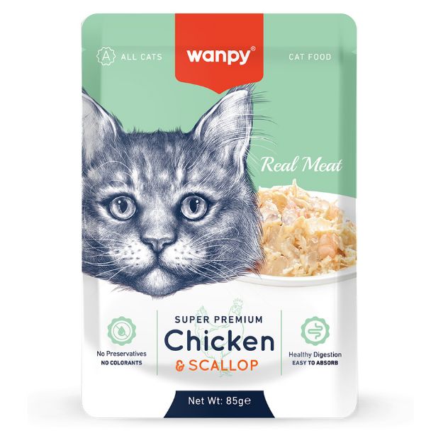 Picture of Wanpy Pouch Tavuklu & Morina Balıklı Yetişkin Kedi Maması 85G