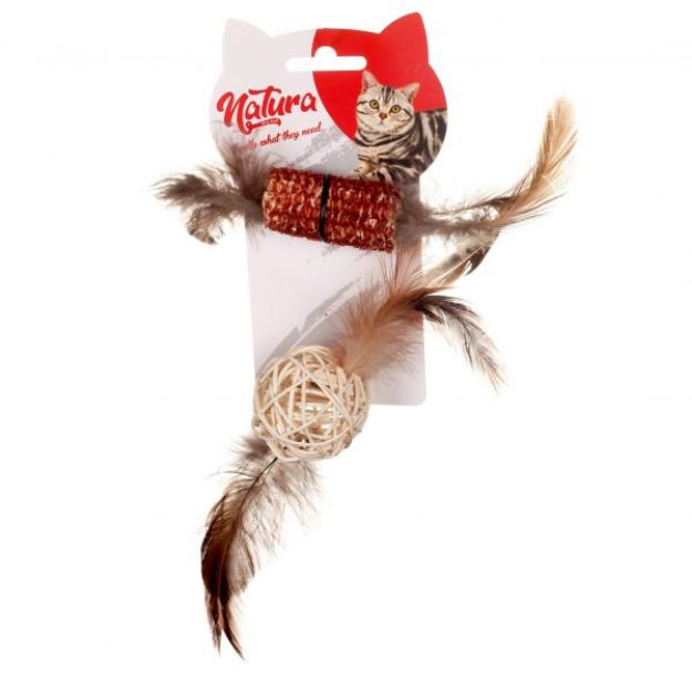 Picture of Natura Tüylü Diş Kaşıma ve Bambu Top Kedi Oyuncak