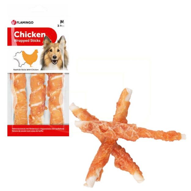 Picture of Flamingo Chick n Wrap Et Sargılı Köpek Ödül Çubuk 3 lü 17 cm 