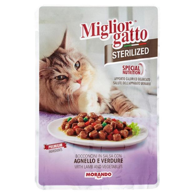 Picture of Miglior Gatto Kuzu ve Sebzeli Kısırlaştırılmış Kedi Pouch Konserve 85 gr