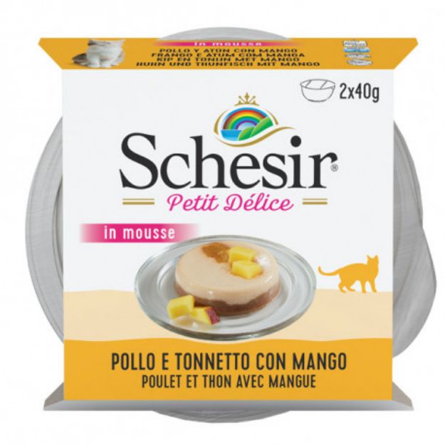 Picture of Schesir Petit Delice Tavuk, Ton Balığı ve Mangolu Kedi Ödülü 2x40 Gr