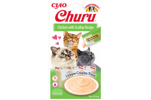 Picture of Ciao Churu Cream Tavuklu ve Deniz Taraklı Kedi Ödül Kreması 4 x 14 Gr
