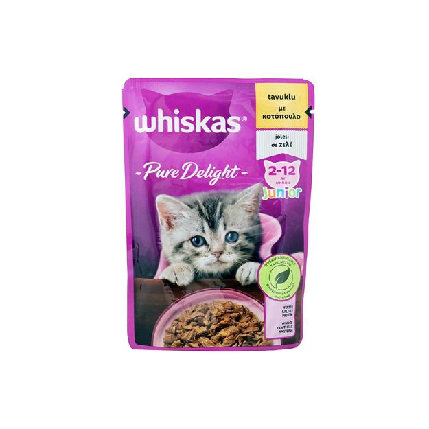 Picture of Whiskas Pouch Pure Delight Jöle İçinde Tavuklu Yavru Kedi Konservesi 85gr