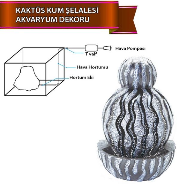 Picture of Dophin Akvaryum Dekoru Kaktüs Kum Şelalesi 15 cm x 15 cm x 20 cm