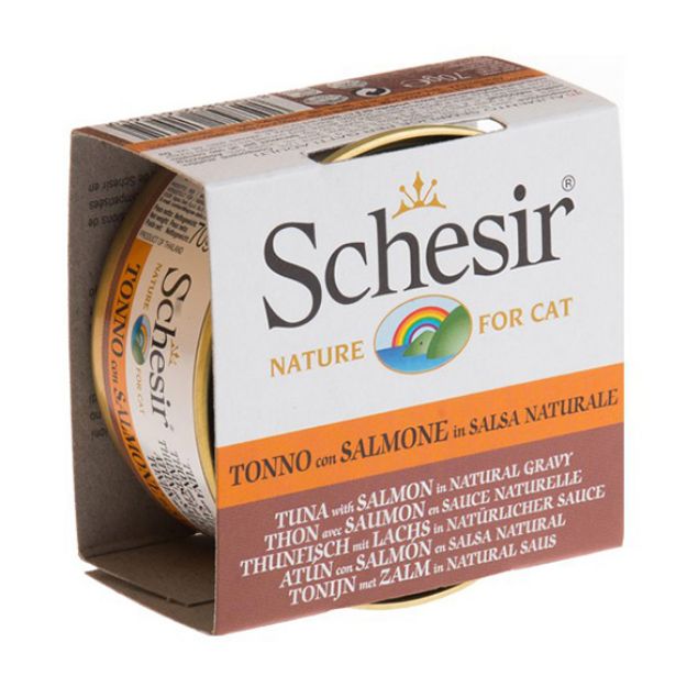 Picture of Schesir Broth Naturel Doğal Et Soslu Ton ve Somonlu Kedi Konseve 70 gr