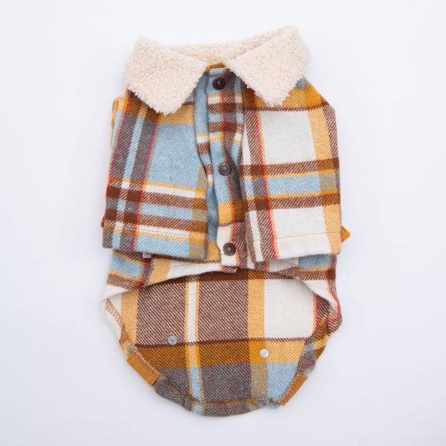 Picture of Pawstar  Blue Plaid e Pelle Jacket 