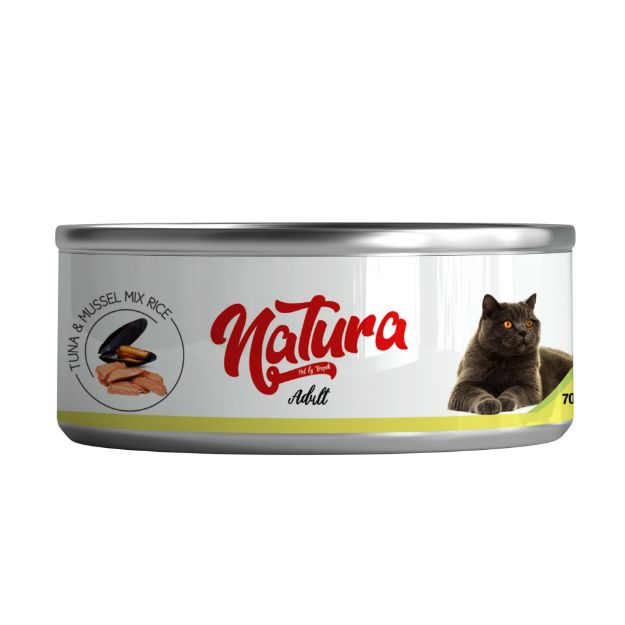 Picture of Natura Ton Balığı & Midye, Jöle İçinde Pirinçli Kedi Konservesi 70 Gr