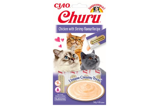 Picture of Ciao Churu Cream Tavuklu ve Karidesli Kedi Ödül Kreması 4 x 14 Gr