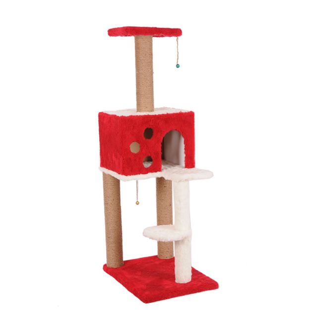 Picture of Cathause Kedi Kare Evli Merdivenli Tırmalama 124 Cm Kırmızı